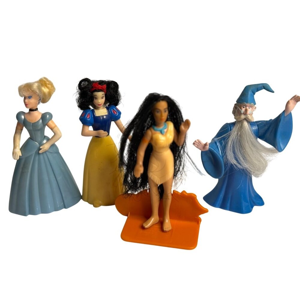 VTG Disney Princess Figures Lot of 4 Snow White Cinderella Pocahontas Merlin PVC
